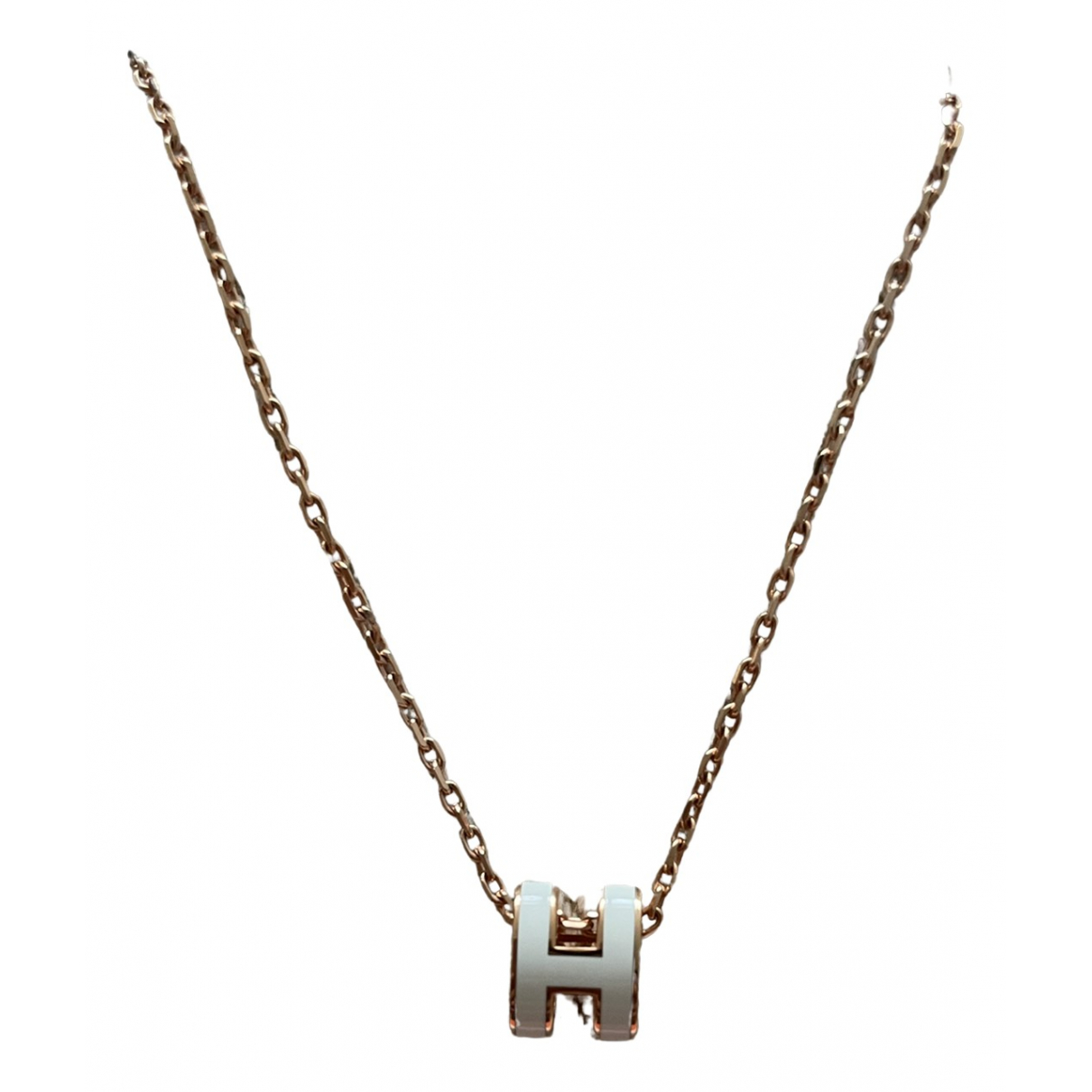 Pop h pink gold necklace Hermès White 